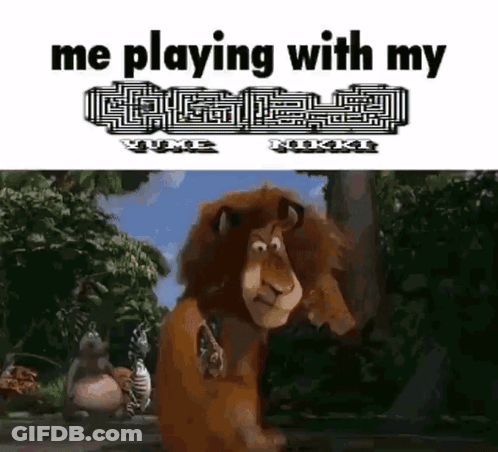 Cartoon Lion Standing Before Maze Saying Me Playing With My GIF
