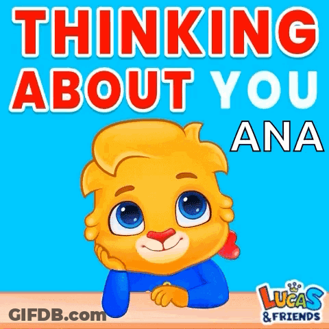 Cartoon Lion Thinking About You Ana GIF
