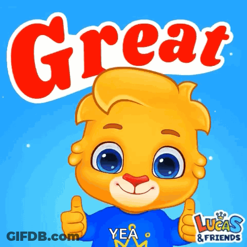 Cartoon Lion Thumbs Up Great Yea Lucas & Friends GIF