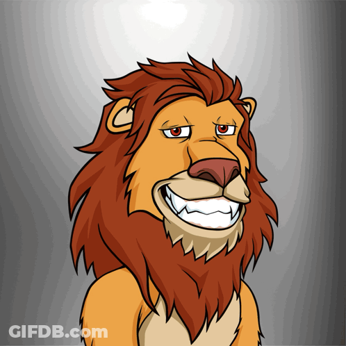 Cartoon Lion With Big Smile GIF