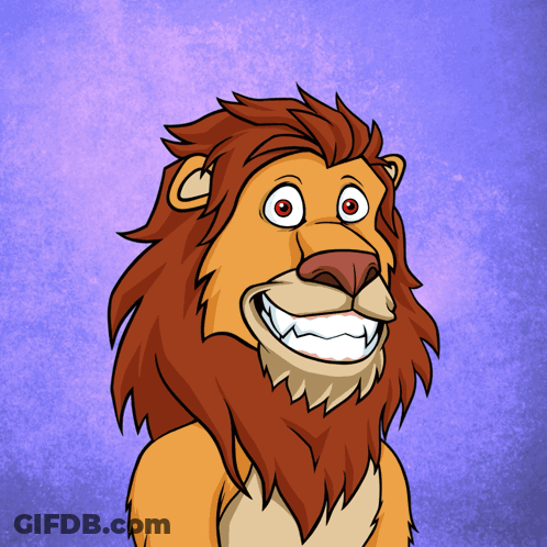 Cartoon Lion With Big Smile GIF
