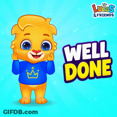 Cartoon Lion With Crown Says Well Done GIF