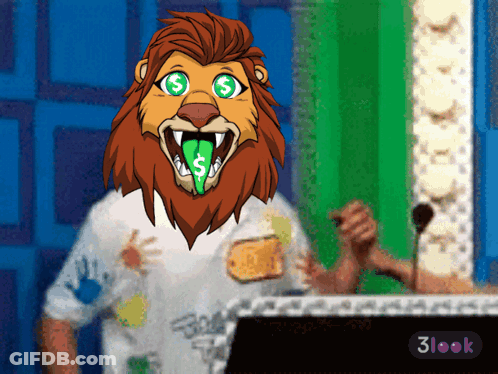 Cartoon Lion With Dollar Sign GIF