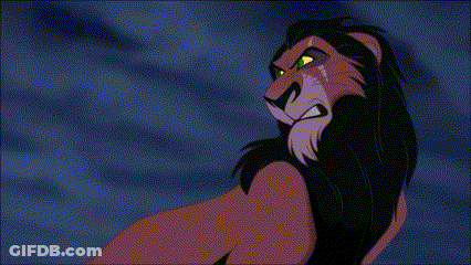 Cartoon Lion With Green Eyes And Scar GIF