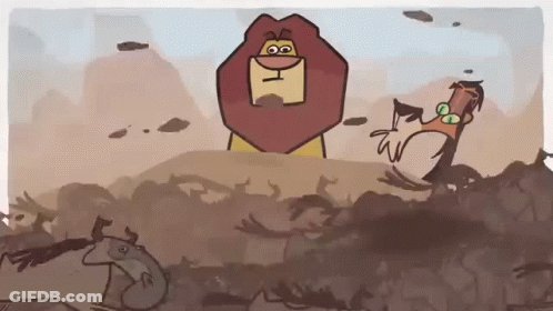 Cartoon Lion With Letter T On Face GIF