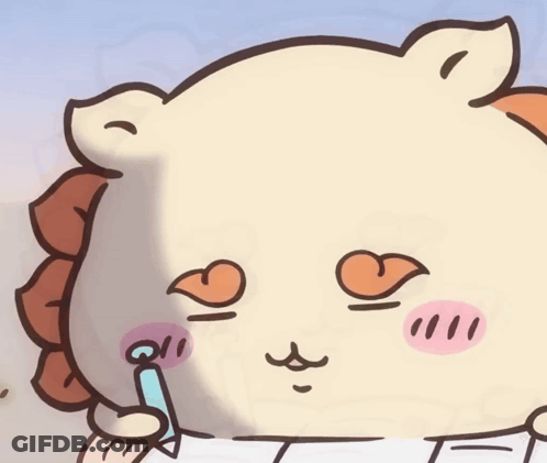 Cartoon Lion With Pencil In Mouth GIF