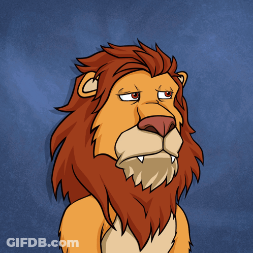 Cartoon Lion With Red Eyes And Beard GIF