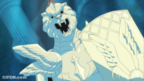 Cartoon Lion With Wings And Shield GIF