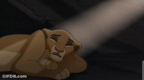 Cartoon Lioness Laying Down With Head On Paws GIF