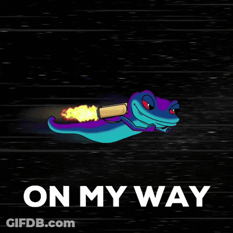 Cartoon Lizard Flying Through Space On My Way GIF