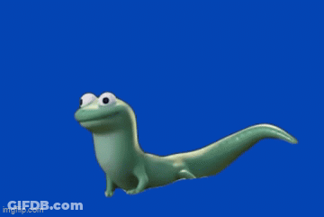 Cartoon Lizard Flying With Tongue Out GIF