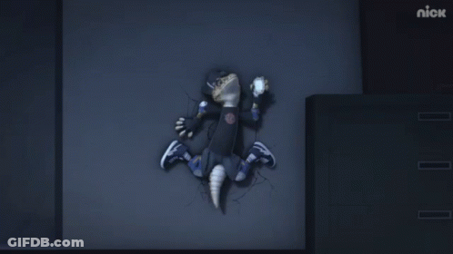 Cartoon Lizard Laying On Wall With Nick Logo GIF