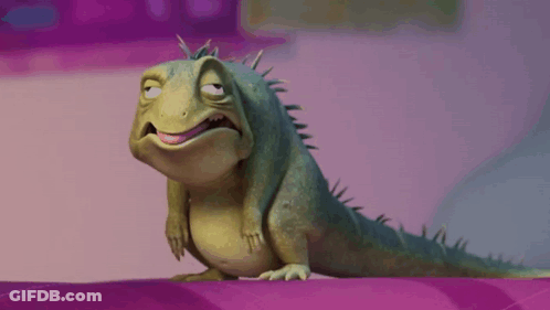 Cartoon Lizard Making Funny Face With Mouth Open GIF