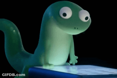 Cartoon Lizard Sitting On Blue Book GIF