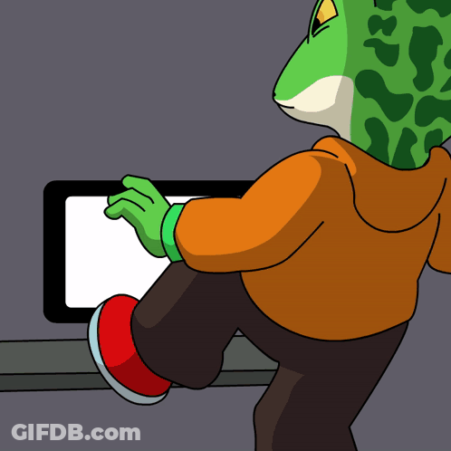 Cartoon Lizard Wearing Orange Hoodie GIF