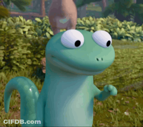 Cartoon Lizard With Big Eyes GIF