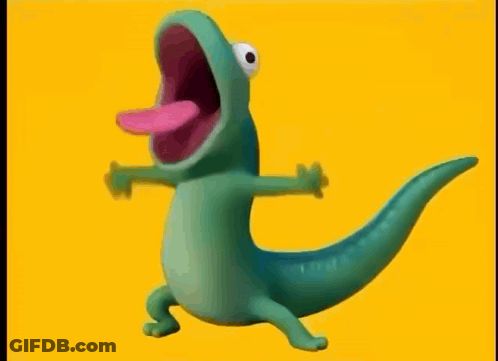 Cartoon Lizard With Mouth Open And Tongue Out GIF