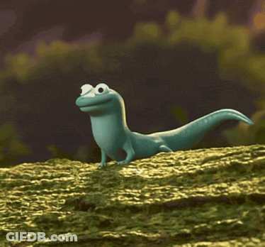 Cartoon Lizard With Open Mouth On Rock GIF