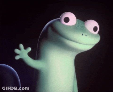 Cartoon Lizard With Pink Eyes Waving GIF