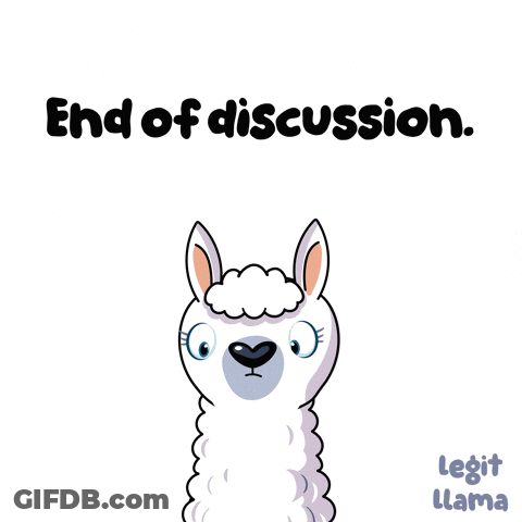 Cartoon Llama Holding Microphone End Of Discussion GIF