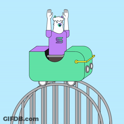 Cartoon Llama On Roller Coaster GIF