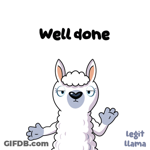 Cartoon Llama Saying Well Done GIF