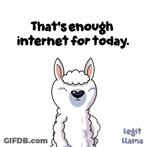 Cartoon Llama Waving That's Enough Internet For Today GIF