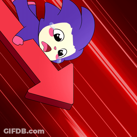 Cartoon Looking Down At Red Arrow GIF