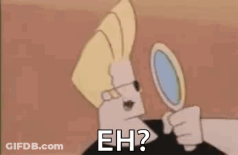 Cartoon Looking In Mirror Saying Eh GIF