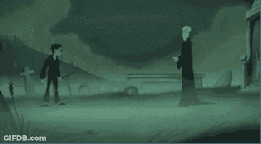 Cartoon Lord Voldemort And Harry Potter GIF
