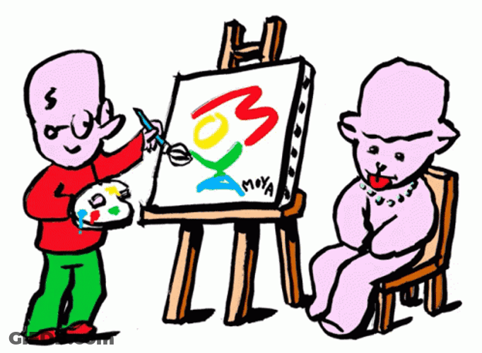 Cartoon Making Abstract Painting GIF