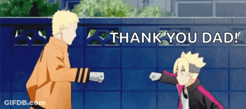 Cartoon Man And Boy Saying Thank You Dad GIF