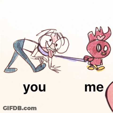 Cartoon Man And Chicken Saying You And Me GIF