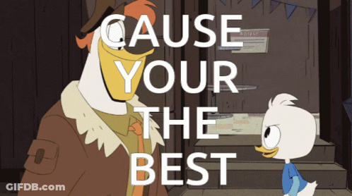 Cartoon Man And Duck Saying Cause Your The Best GIF