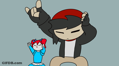 Cartoon Man And Girl Making Peace Sign GIF