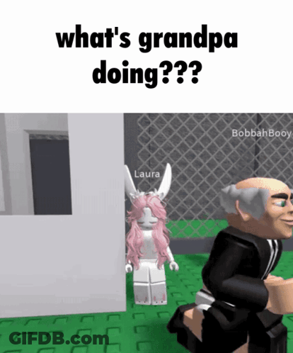 Cartoon Man And Girl Saying What's Grandpa Doing GIF