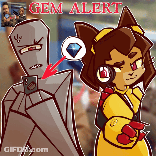 Cartoon Man And Girl With Gem Alert GIF