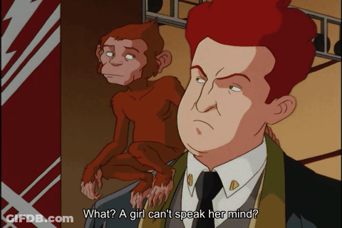 Cartoon Man And Monkey Saying What Girl Can't Speak GIF