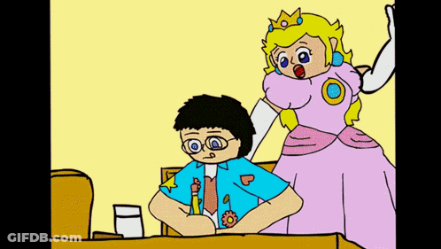 Cartoon Man And Princess Peach GIF