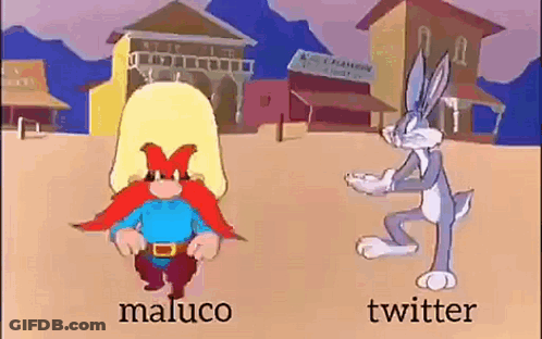 Cartoon Man And Rabbit Standing In Town GIF
