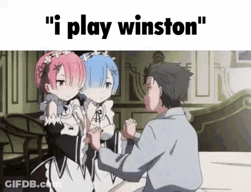 Cartoon Man And Two Girls Saying I Play Winston GIF