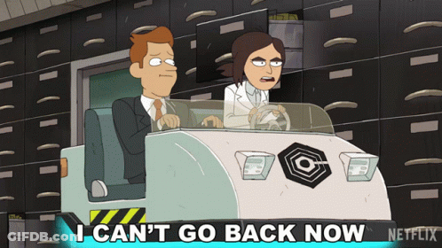 Cartoon Man And Woman Driving Car I Cant Go Back Now GIF