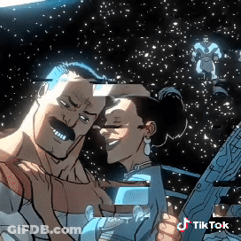 Cartoon Man And Woman Holding Gun With TikTok Logo GIF