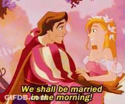 Cartoon Man And Woman Holding Hands We Shall Be Married In The Morning GIF