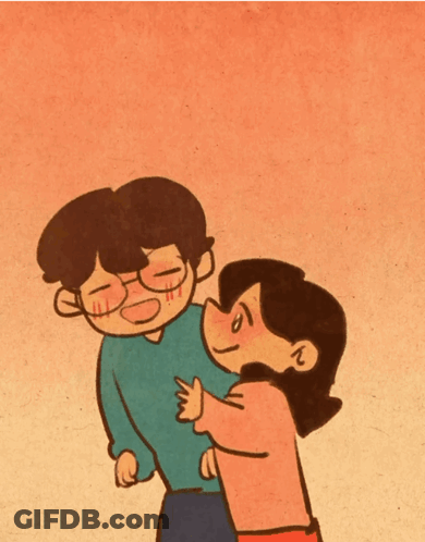 Cartoon Man And Woman Hugging GIF
