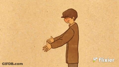 Cartoon Man And Woman Hugging With Flixier Logo GIF