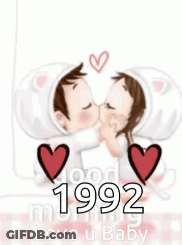 Cartoon Man And Woman Kissing 1992 GIF