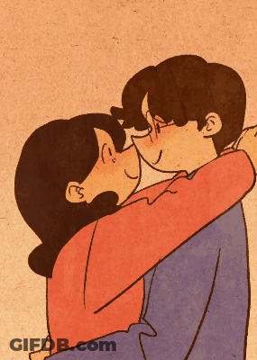 Cartoon Man And Woman Kissing GIF