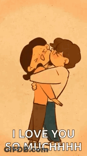 Cartoon Man And Woman Kissing GIF
