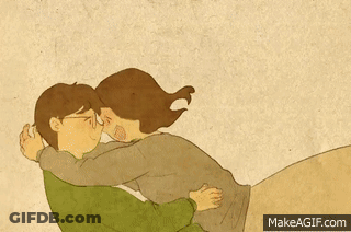 Cartoon Man And Woman Kissing GIF